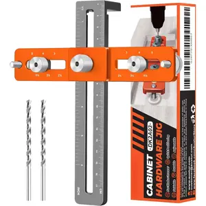 Cabinet Hardware Jig, Adjustable Cabinet Handle Template Tool with Alignment Hole, Punch Locator Drill Guide for Knobs,Handles and Pulls, Cabinet Template Tool for Drawer Cabinet Installation