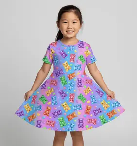Charlie Play Gummie Pop - Bamboo Lyocell Girls Short Sleeve Twirl Dress