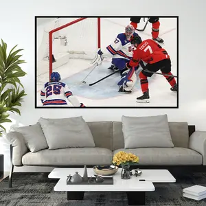 Team USA Hockey Gold Spirit Poster, Fearless Ice Victory Artwork, Motivational Champion Sports Decor, Down But Never Out Quote Wall Art for Fan Rooms and Training Spaces
