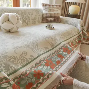 Floral Geometric Pattern Sofa Cover, Couch Cover, Soft Comfortable Dustproof Sofa Protector, Reusable All-Purpose Cover for Home Living Room Office, Dustproof Sofa Slipcover