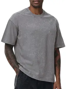 Men's round neck retro heavyweight pure cotton T-shirt - summer daily comfort and casual style, soft and skin friendly fabric, breathable, loose and versatile short sleeved top