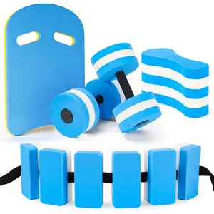 5 Pieces Water Aerobics Set, Aquatic Exercise Set Pool Fitness Equipment with Foam Dumbbell, Swim Kickboard, Pull Buoy, Aquatic Swim Belt for Water Workout