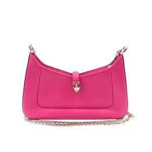 Pre-owned Bvlgari Leather Shoulder Bags Pink Serpenti Baia Shoulder Bag with Chain Casual Handbag Satchel