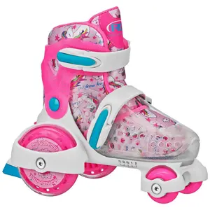 Derby 78mm Kids Girls Beginner Roller Sport Skate Unicorn Pink/White M