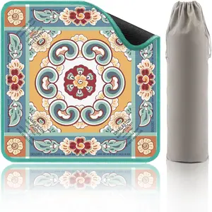 Green Mahjong Mat for Table, American Mahjong Mat with Printed Rules, 31.5x31.5 in, Anti-Slip, Noise-Reducing Table Cover with Carrying Bag for Mahjong, Poker, Dominoes and Card Games