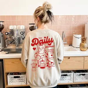 Valentine Shirt, Cat and Coffee Lover Valentine Sweatshirt, Daily Brewmance Barista Cat, Valentines Day Gift, Trendy Front and Back Design