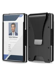 ID Badge Holder, Aluminum Alloy Card Sleeve with RFID Blocking, Metal Money Clip, Holds 15 Cards, Ideal for Work Use