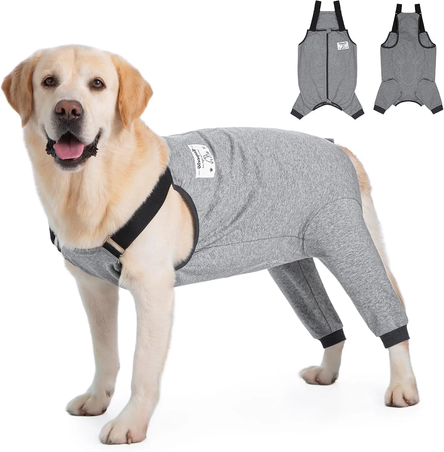 Dog Recovery Suit for Hid Leg, Soft Stretchy Pants for Hip Thigh Wound Protective Sleeves to Prevent Licking (Grey, 6XL(Reference Weight 85-100 lbs))