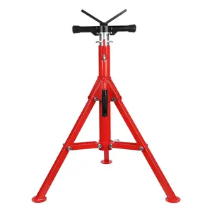 2-Pack Heavy Duty Pipe Jack Stand, 2500 LBS Capacity, 28-52 Inch Adjustable Height - Folding Pipe Stand for 1/8" to 12" Pipe, Carbon Steel Construction，Red