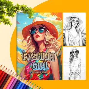 1PC Fashion Girl Coloring Book for Adult, 20 Single-Sided Drawing Pages, DIY Cat Art Gift, Stress Relief, Back-To-School, New Year, Valentine's Day, Christmas