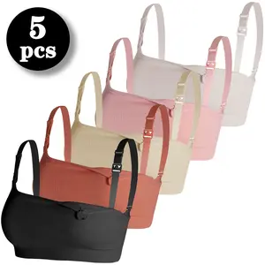 5 Pack Nursing Bras for Breastfeeding - Wireless Maternity Bras with Easy Clip-Down, Stretchy Comfort