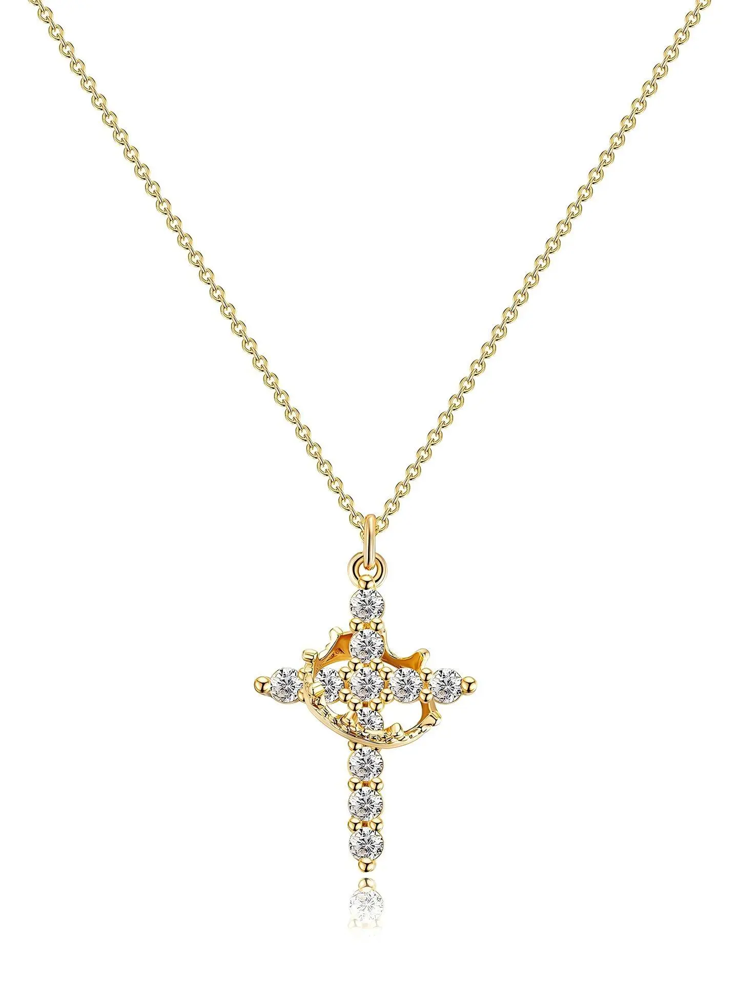 Rhinestone Decorated Cross Necklace for Women & Men, Fashion Jewelry for Party, Daily Clothing Decor, Trendy All-match & Exquisite Jewelry for Birthday Gift, Exquisite Chain Jewelry, Sparkling Rhinestones Chains