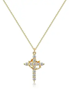 Rhinestone Decorated Cross Necklace for Women & Men, Fashion Jewelry for Party, Daily Clothing Decor, Trendy All-match & Exquisite Jewelry for Birthday Gift