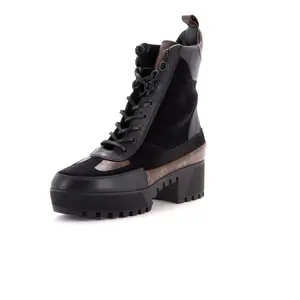Pre-owned Louis Vuitton Women's Laureate Platform Desert Boots Suede with Monogram Canvas by Rebag