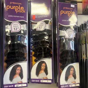 Premium Purple Pack, Human Hair Extensions, Deep Wave