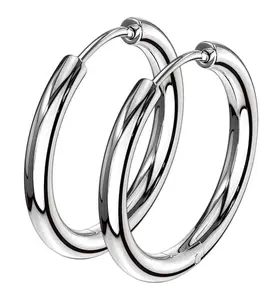 Stainless Steel Hinged Hoop Earrings
