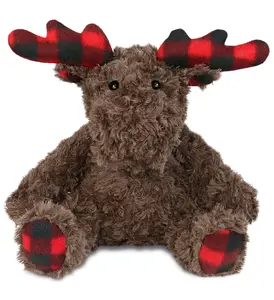 DOLLIBU Plaid Curly Moose Stuffed Toy - 1 Dollibu Plaid Curly Moose Plush, 10lx8wx9h Inch Super Soft Polyester Toy for Kids, Valentine’s Day Gift, Animals & Nature Themed