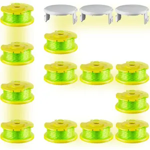 15 Pcs AC80RL3 Replacement Trimmer Strings Compatible with Ryobi One Plus+, 0.080″ Diameter String Trimmer Refll and AC14HCA Cover Cap for 18v, 24v, and 40v Cordless Trimmers(12 Spools+3 Caps)