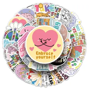50PCS Psychological Health Encouragement English Positive Short Sentence Graffiti Stickers for Decals Stationery Office Supplies BulingBulingStickers Store