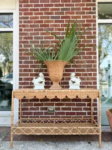 Maybank Rattan Scalloped Console Table