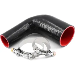 ID 1.5" to 2.5" 90  Elbow Coupler Reducer  Hose with 2 T-Bolt Clamps for Turbo/Intercooler/ Piping,  Length 102mm,Wall Thickness 5mm