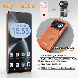 W&O Unlocked Dual Screen Smartphone | 6.67” AMOLED Curved Display | 12GB+512GB | 64MP Camera | 5000mAh Tablet