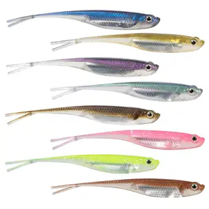 56pcs Fishing Soft Lure Plastic Saltwater Fork Tail Drop Shot Silicone Soft Bait Worm Bass Trout Pike Walleye Weedless