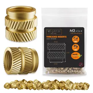 Heat-Set Threaded Inserts, M3 Heat Set Insert for  Printing Components and Plastic  - Brass Metric Knurled Nuts (100 Pieces)