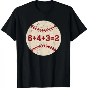 6+4+3=2 Baseball Double Play Retro Funny Baseball Player T-Shirt Graphic tees