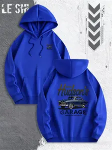 New Men's Hoodie 'american Small Pickup' Print, Soft Stretch Knit Fabric, Long Sleeve, Standard Fit, Casual Daily Wear, Four-Season Hooded Clothing, Sweatshirts, Classic Hoodie
