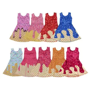 Chill in Style! Athletic Blue Ice Cream Print Sleeveless Sports Girls Dress��Summer��s Comfiest & Trendiest Pick