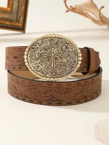 Western Fashion Retro Embossed Belt, Instantly Elevate Your Western Vibe, Perfect Accessory for Every, Stylish Leather Belt, Pu Leather Belt