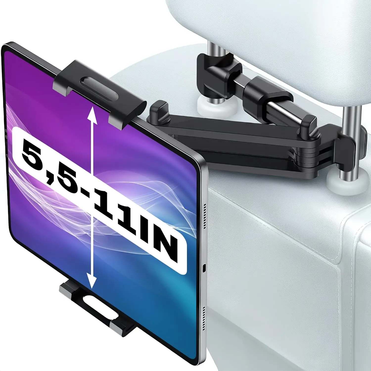 Headrest Tablet Holder Mount  Adjustable, 360 Rotation, Fits 5.5"11" Devices | Versatile Phone Holder for  Backseat for Smartphones, iPad & Tablets | Easy to Install & Hands-Free Viewing