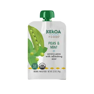 Peas and Mint Squeeze Pouch, 100% Organic Vegetarian Baby Food Purée Pouches