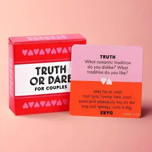 Truth Or Dare Themed Card Game, 1 Box Adult Couples & Family Game Cards, Party Tabletop Games Supplies for Indoor & Outdoor, Board Games, Family Fun Game