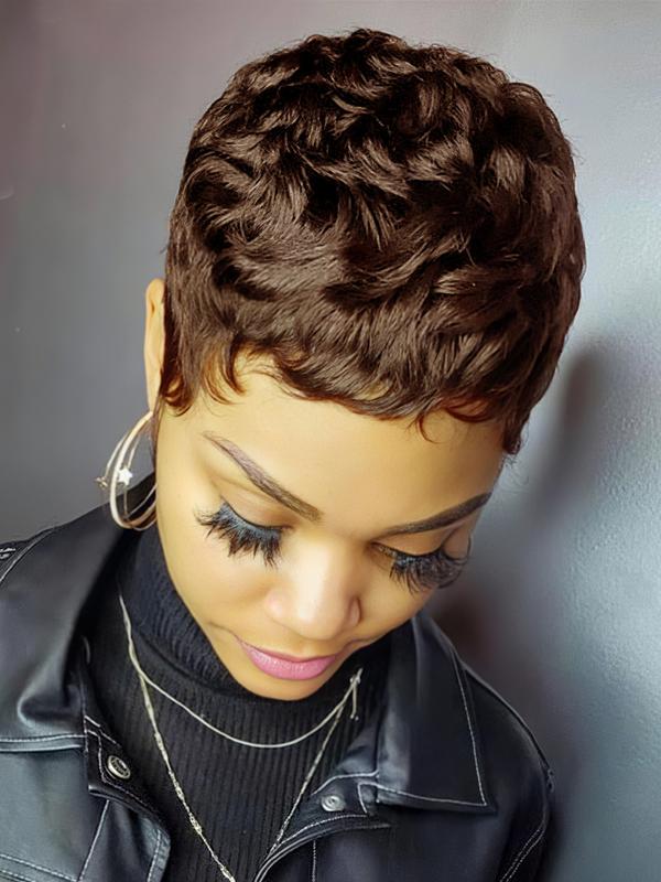 Short Pixie Cut Wigs Pixie Wig Black 99J 30# 4# Color Short Wigs for Women Short Curly Glueless Bob Wig Halloween Party