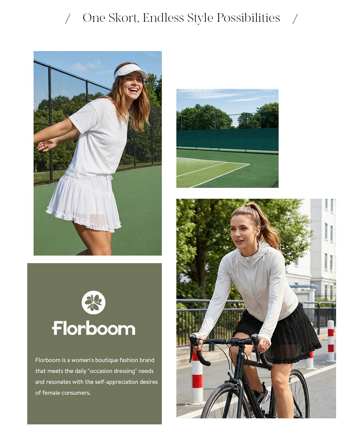 Florboom Y2K Sheer Mesh Ruffle Skort for Women,High Waist Flowy Tiered Mini Skirt with Built-in Shorts & Pockets, Perfect for Summer,Easter dress, Beach & Streetwear