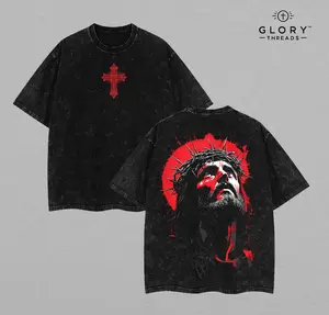 Jesus Looking Up Washed T-Shirt, Jesus Tee, Jesus Tshirt , Cross Tee, Christian Apparel Streetwear Menswear Oversized Top Men and Women