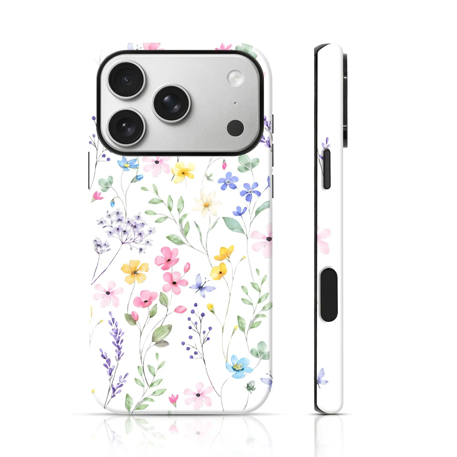 Pastel Flower Print Smartphone Case - Double-Layer TPU Shockproof Protection Accessory for iPhone 17/16/15 Pro Max, 15/14/13/12 & Samsung S25 Ultra, Flowers