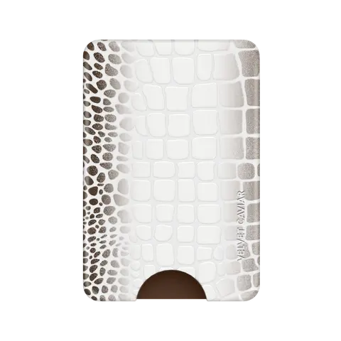 Velvet Caviar Magnet-Powered Women's Croc-Embossed Himalayan MagSafe Snap-On Slim Hidden Wallet - Magnetic Closure Smartphone Accessory, Built-In Card Holder, Concealed Pocket, Daily Use Attachment