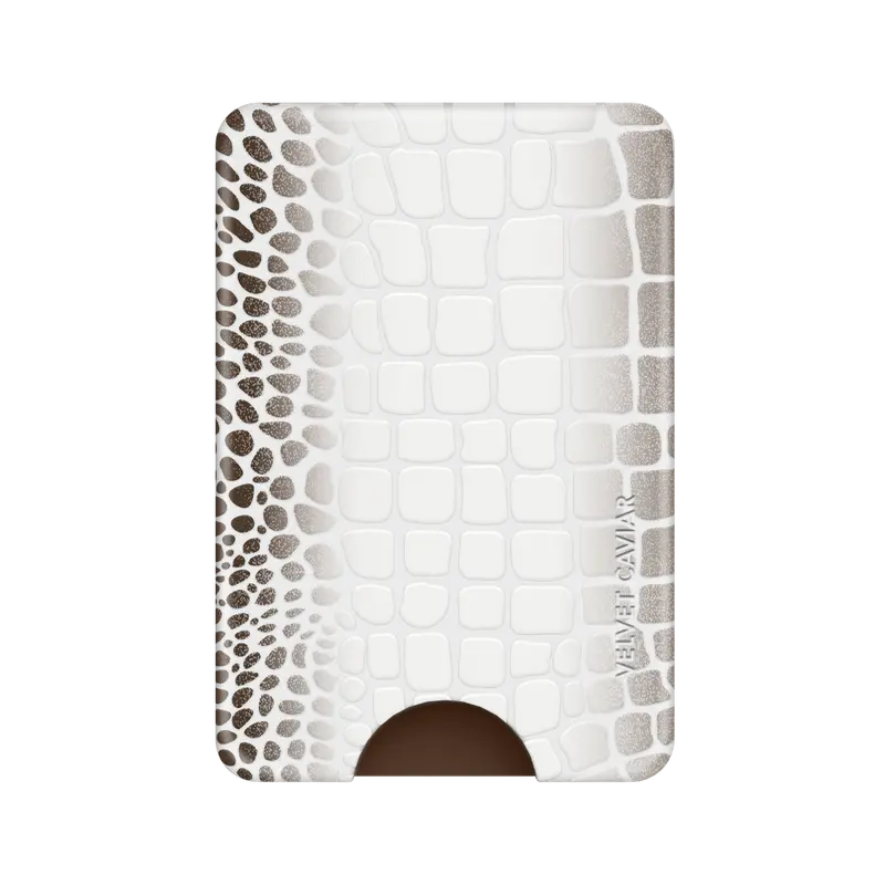 Velvet Caviar Magnet-Powered Women's Croc-Embossed Himalayan MagSafe Snap-On Slim Hidden Wallet - Magnetic Closure Smartphone Accessory, Built-In Card Holder, Concealed Pocket, Daily Use Attachment