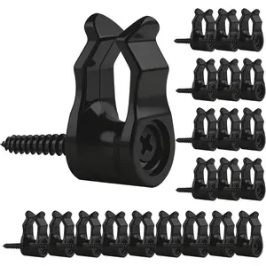 50 Pack String Light Clips, Screw in Hooks for Outdoor String Lights,Weatherproof Cable Clips for Christmas Fairy Lights, Rope Light, Patio Holiday Decor & Cable Management-Black