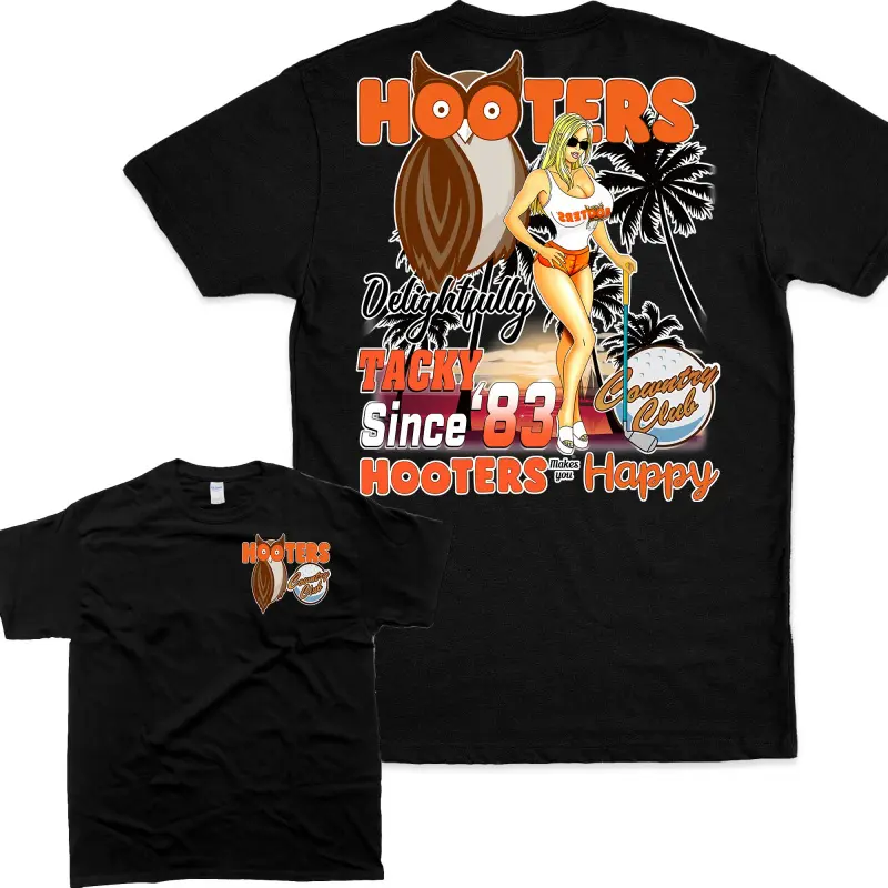 Vintage 90s Hooters Country Club Pattern Unisex T-Shirt, a gift for herUnisexTshirt  VintageTee