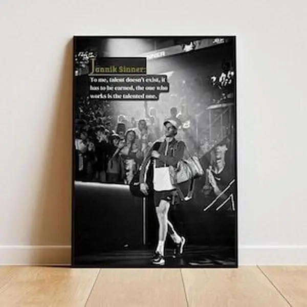 Jannik Sinner Tennis Poster with Frame, Sinner Fan Gift, Aesthetic Tennis Poster, Tennis Aesthetic, Wimbledon Poster, Tennis Print