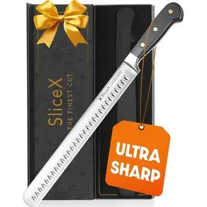 SliceX Brisket Slicing Knife – 12" Brisket Knife, BBQ, Grilling Gifts For Men – Razor Sharp German Steel, Full Tang, Ergonomic Handle