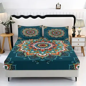 3pc Bohemian bedding set, including 1 bed sheet and 2 pillowcases, a gift for friends, suitable for single beds, double beds, multiple sizes to choose from, perfect for bedrooms, dormitories, guest rooms, and hotel apartments