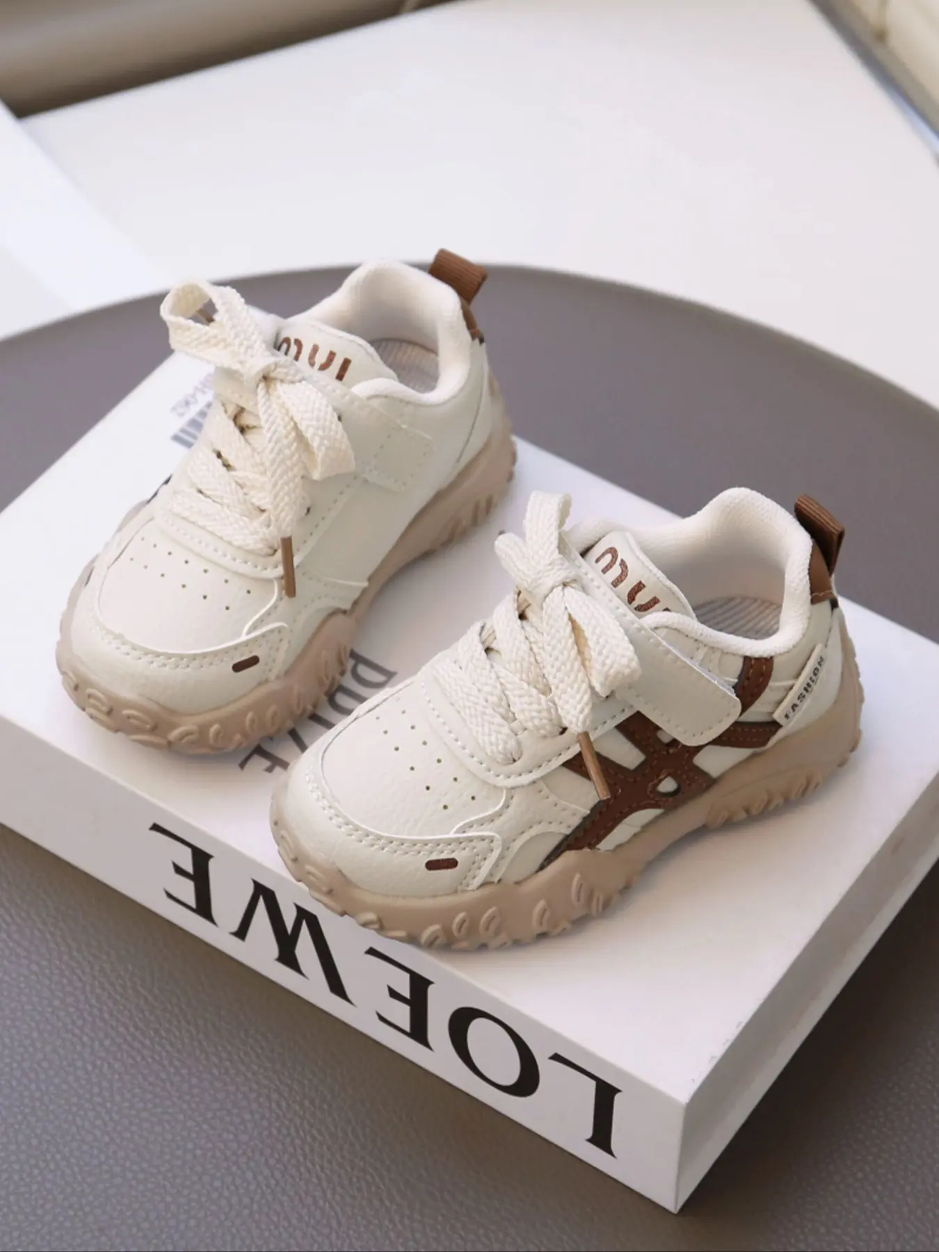 Fashion Colorblock Striped Boy Casual Low Top Trainer Shoes, Trendy Trainers, Soft Sole PU Leather Sport Sneakers, Magic Tape Easy Wear, All Seasons