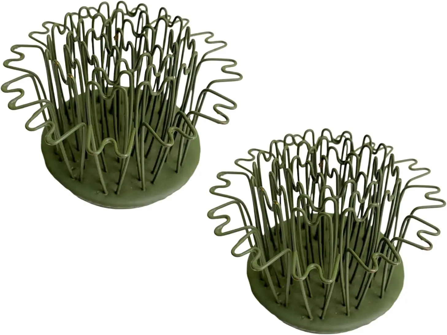 Home Supplies Round Shape 2-Piece Metal Flower Frog Kenzan Set, 2.5" Rust-Free Brass Pins, Flexible Hold Tool for Fresh/Dried/Artificial Arranging, USA-Made, Two Pieces