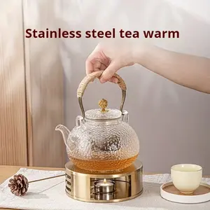 Stainless Steel Tea Warmer, Candle Heater Base, Insulated Heating Stand, Portable Lightweight No Power Needed, Kitchen Restaurant Balcony Outdoor Office Use, Gift