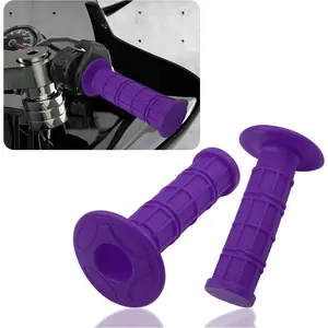 2PCS Motorcycle Grips, Anti-Slip Rubber Dirt Bike Grips 7/8" Left & 1" Right Compatible with CRF KXF Universal Handlebar Grips for Women Men Purple